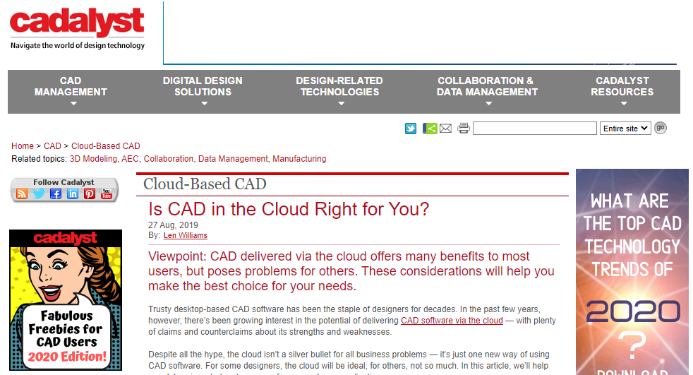 Cadalyst - Is CAD in the Cloud Right for you?